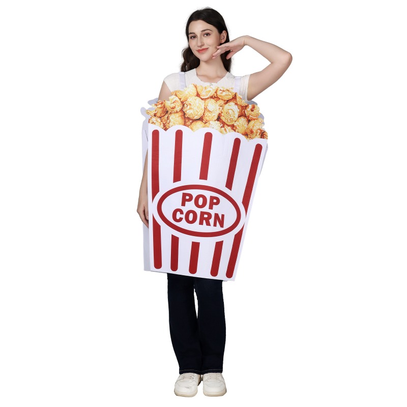 Popcorn - ชุดคอสเพลย์ฮาโลวีนใหม่ ชุดจั๊มสูทลายป๊อปคอร์นดิจิทัลสุดฮา สำหรับงานปาร์ตี้ธีมคาร์นิวัล ชุดสวมใส่เล่นบทบาทสำหรับผู้ใหญ่ทุกเพศ
