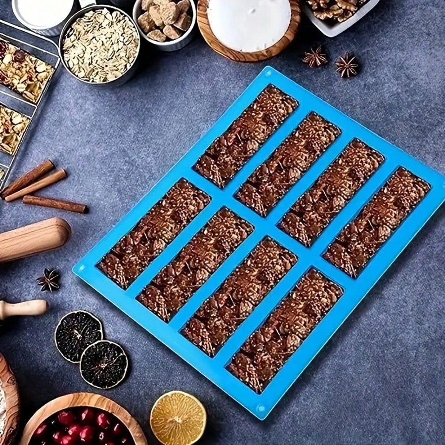 Protein Bar - แม่พิมพ์ซิลิโคนสำหรับทำแกรโนล่าบาร์ 1 ชิ้น, แม่พิมพ์ขนมแท่ง, แม่พิมพ์โปรตีนบาร์ทรงสี่เหลี่ยม, สำหรับทำช็อกโกแลตบาร์,