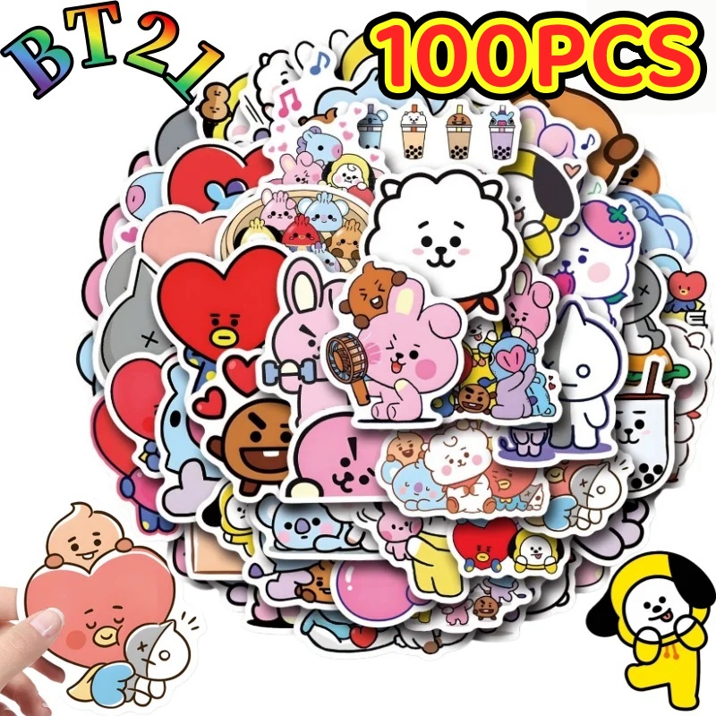 100/200 ชิ้น สติกเกอร์ BT21 Ch - Cookies Pack บทวิจารณ์และราคา